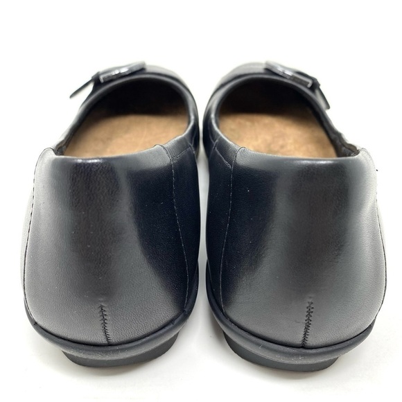 CLARKS WOMENS NEENAH LARK BALLET FLATS - BLACK LEATHER WIDE - Picture 6 of 10